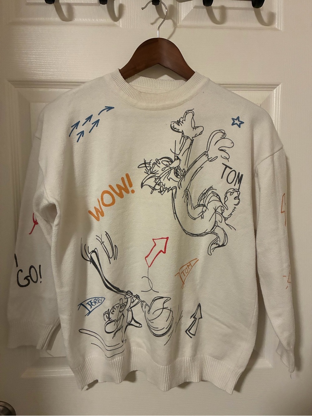 Vintage Tom and Jerry White Graphic Crewneck Sweatshirt